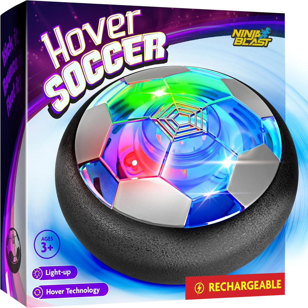 Ninja Blast Hover Soccer Light-Up Ball, Indoor Toy Games Gifts for Birthday, Kids, Boys for Age - 3 Years and up