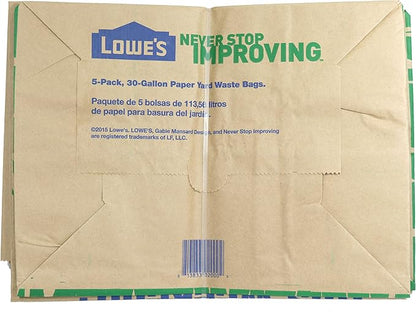Lowe's 30 Gallon Heavy Duty Brown Paper Lawn and Refuse Bags for Home and Garden (10 Count), Large (LOWESLL)