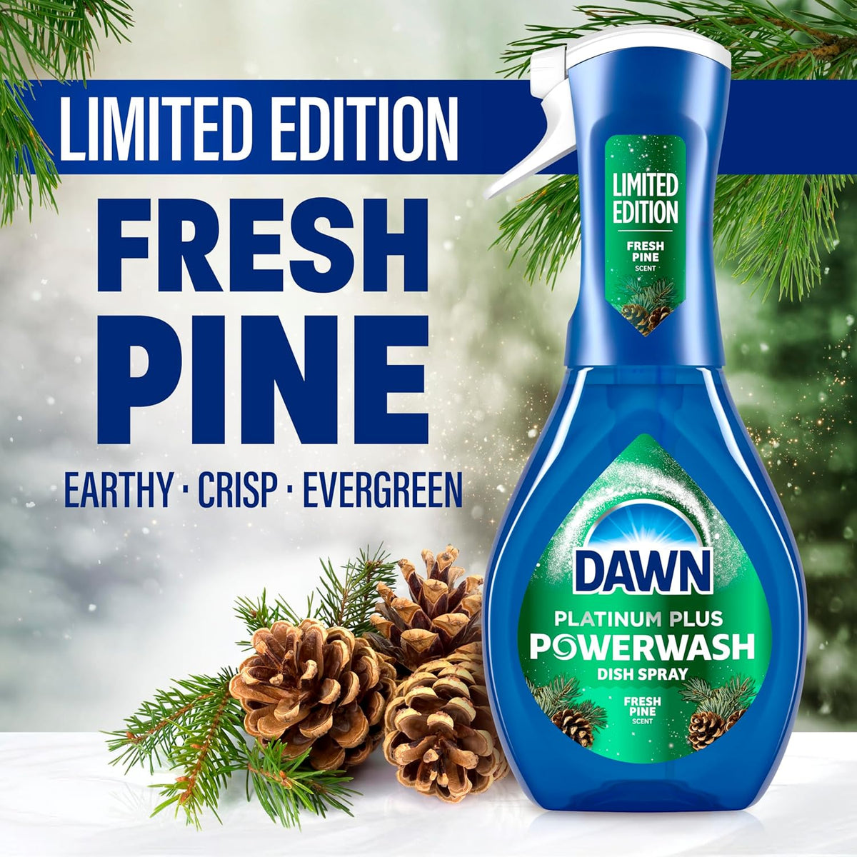 Dawn Powerwash Spray, Dish Soap, Dishwashing Liquid, Cleaning Supplies, Fresh Pine, 1 Starter Kit, 16 Fl Oz