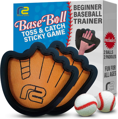 Toss and Catch Ball Game Set with Sticky Balls and Beginner Baseball Glove for Toddlers to Adults