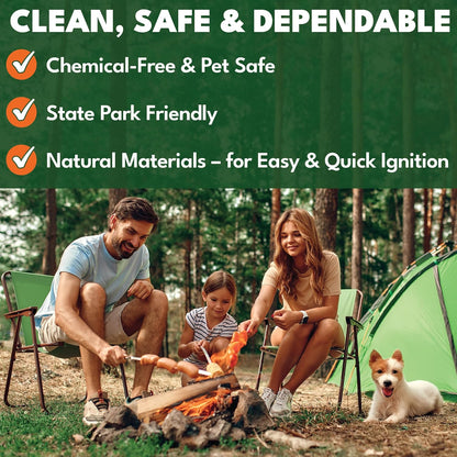 Superior Trading Fire Starter Pods in Resealable Packs - Fire Starters for Campfires, BBQ, Grill, Pit, Wood Stove & Charcoal Starter, 15-20-Min Burn, 30 Extra Large Pods, USA Made, Brown, 3.2 Lbs