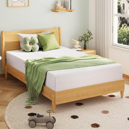 EGOHOME 10 Inch Queen Mattress, Memory Foam Mattress in a Box with Cooling Green Tea Gel, Relieve Pressure with Medium Support, CertiPUR-US Certified, 80''L x 60''W, White