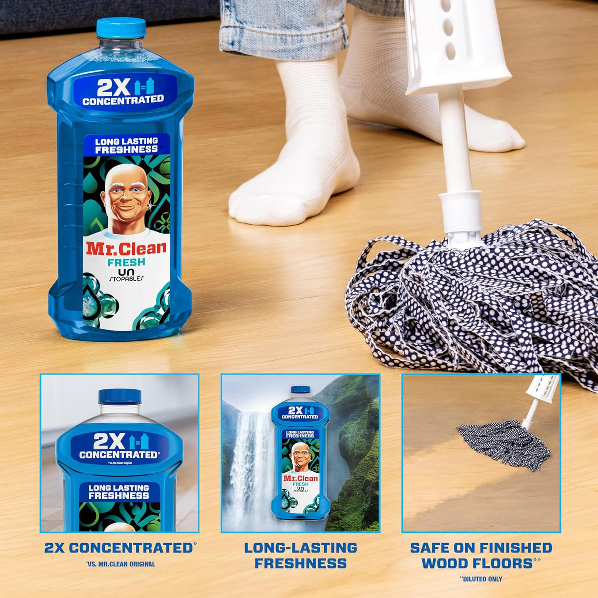 Mr. Clean 2X Concentrated Multi Surface Cleaner with Unstopables Fresh Scent 41 fl oz