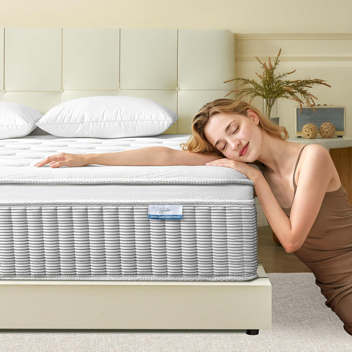 Queen Mattress, 12 Inch Memory Foam Hybrid Mattress in a Box with Pocket Springs for Motion Isolation, Pressure Relief, Medium Firm, CertiPUR-US