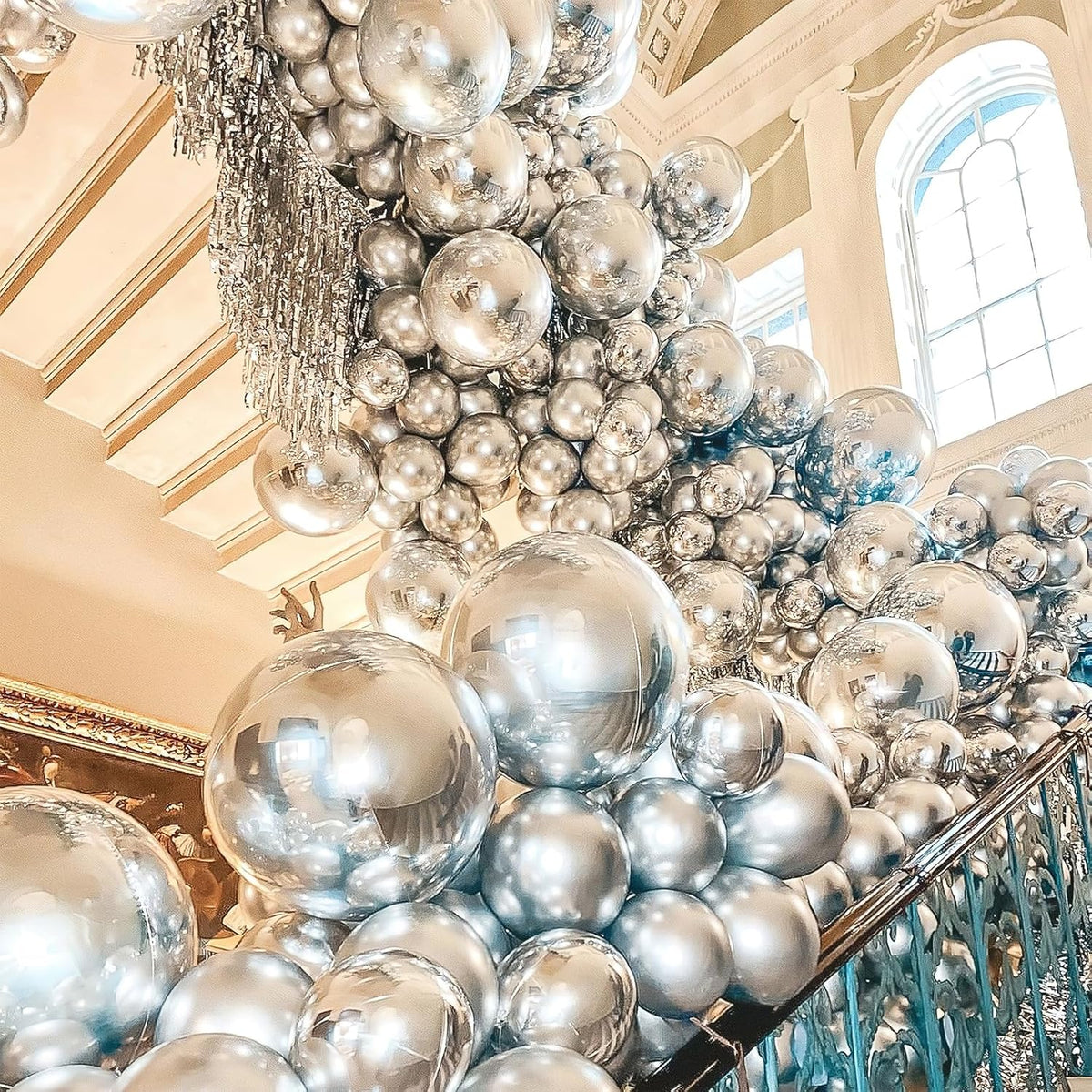PartyWoo Metallic Silver Balloons, 50 pcs 12 Inch Silver Metallic Balloons, Silver Balloons for Balloon Garland or Arch as Wedding Decorations, Birthday Decorations, Party Decorations, Silver-G102
