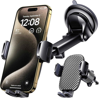 Qifutan Car Phone Holder Mount Phone Mount for Car Windshield Dashboard Air Vent Universal Hands Free Automobile Cell Phone Holder Fit for iPhone Smartphone Camera Mounts
