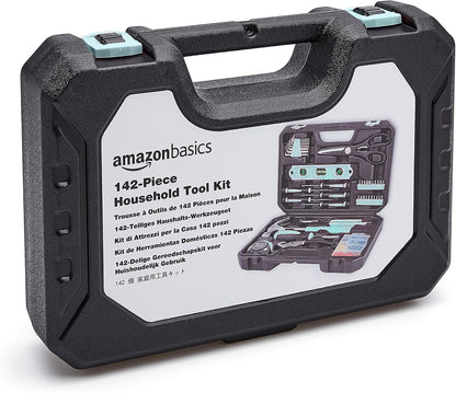 Basics Household Tool Kit With Storage Case, 142 Piece, Turquoise, 13.39 x 9.25 x 2.95 inch