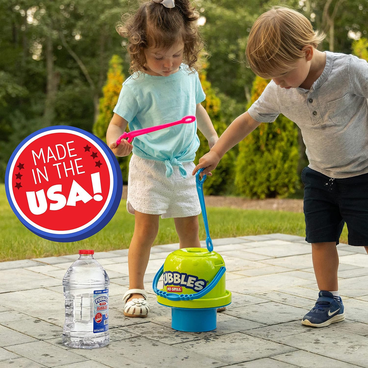 Little Kids Bubbles by Fubbles | Made in The USA | 64oz Non Toxic Bubble Solution | Refill Solution for Bubble Machines and Bubble Toys