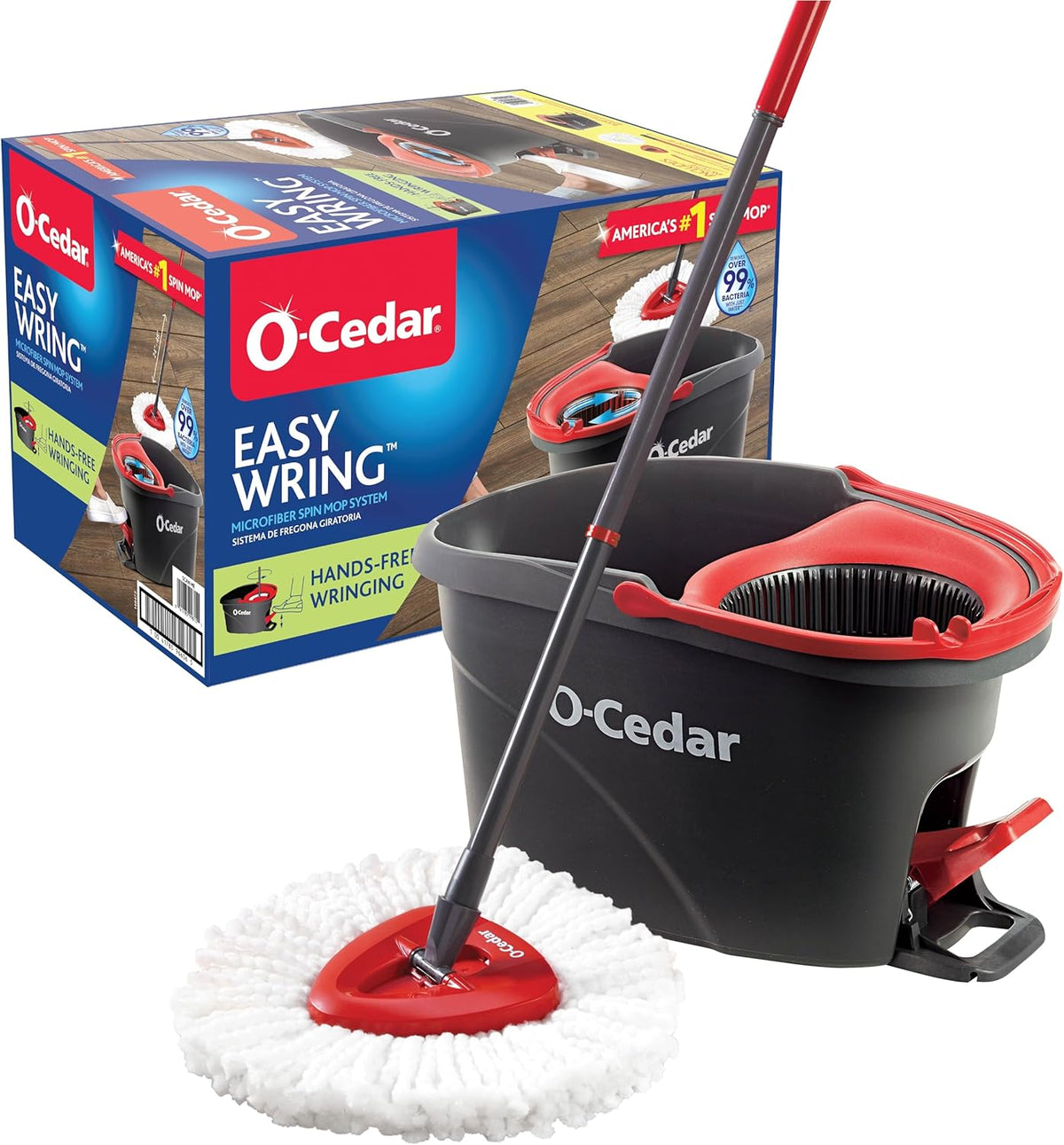ocedar easywrings microfiber spin mop system with foot pedal for effortless floor cleaning